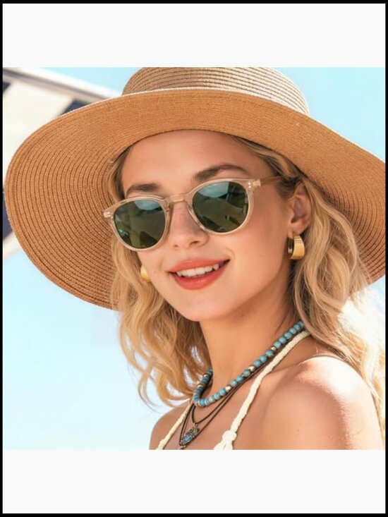 Round Acetate Polarized Sunglasses UV Protection Retro Style main image 6